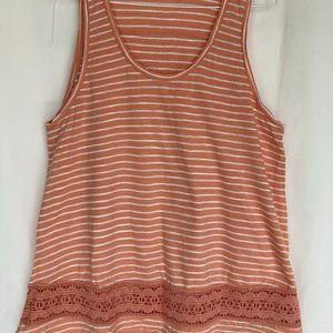 Sleeveless Top size L Peach Orange Stripped